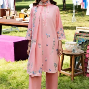 Embroidered Lawn Shirt & Trouser with Lawn Dupatta
