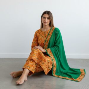 Stitched Premium Lawn Shirt Trouser with Chiffon Dupatta